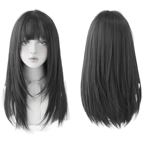 Volle Perücke Für Frauen Mit Air Pony, Mittellanges Glattes Haar, Natürliches Volles Stirnband, Flauschiges Gebrochenes Haar, Realistisch Volle Perücke Für Frauen Mit Air Pony, Mittellanges Glattes Haar, Natürliches Volles Stirnband, Flauschiges Gebrochenes Haar, Realistisch von PEKNUX