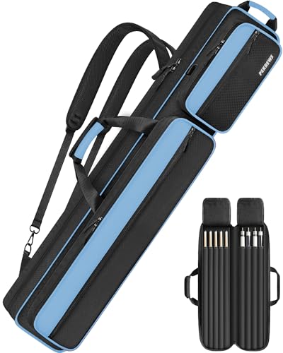 PEKREWS Billardqueue-Tasche, 4 x 5 mit Mehreren Taschen für 4 Hintern und 5 Schäfte, weich gepolsterte, stabile Pool-Queue-Tasche, Billardqueue-Rucksack mit verstellbaren Schultergurten für Damen und von PEKREWS