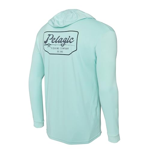 PELAGIC Herren Aquatek Rodman Kapuzen Angelshirt Langarm UPF 50+ Schutz Ultra Soft Feel von PELAGIC