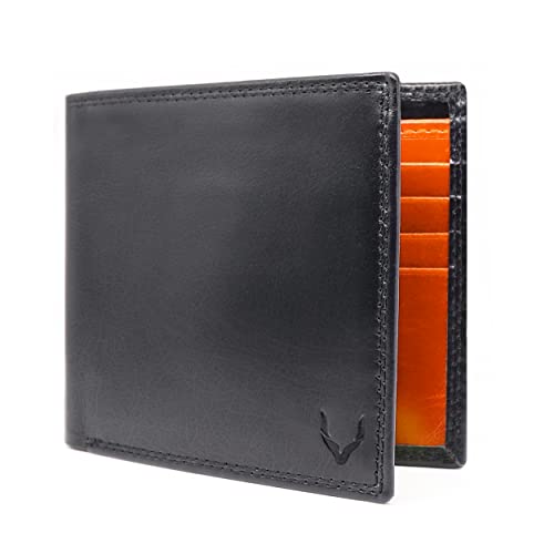 PELLE TORO® Minimalist Nappa-Leder Geldbörse Herren und Damen, Slim Wallet Kartenetui Mini Geldbeutel mit RFID Schutz, Portemonnaie Männer Klein, Kreditkartenetui Brieftasche, Schwarz Orange von PELLE TORO