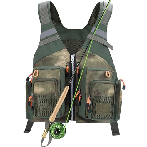 PELLOR Angel Westen, Herren Outdoor Freizeit Atmungsaktiv Weste Freizeitweste mit Vielen Taschen für Bauernhöfe Jagd Angeln von PELLOR