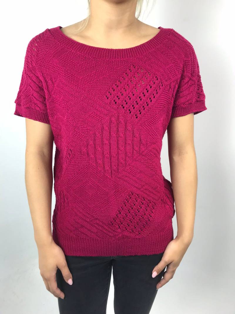 70Er Jahre Mixed Design Strick Pullover Top von PENAFLORIUM