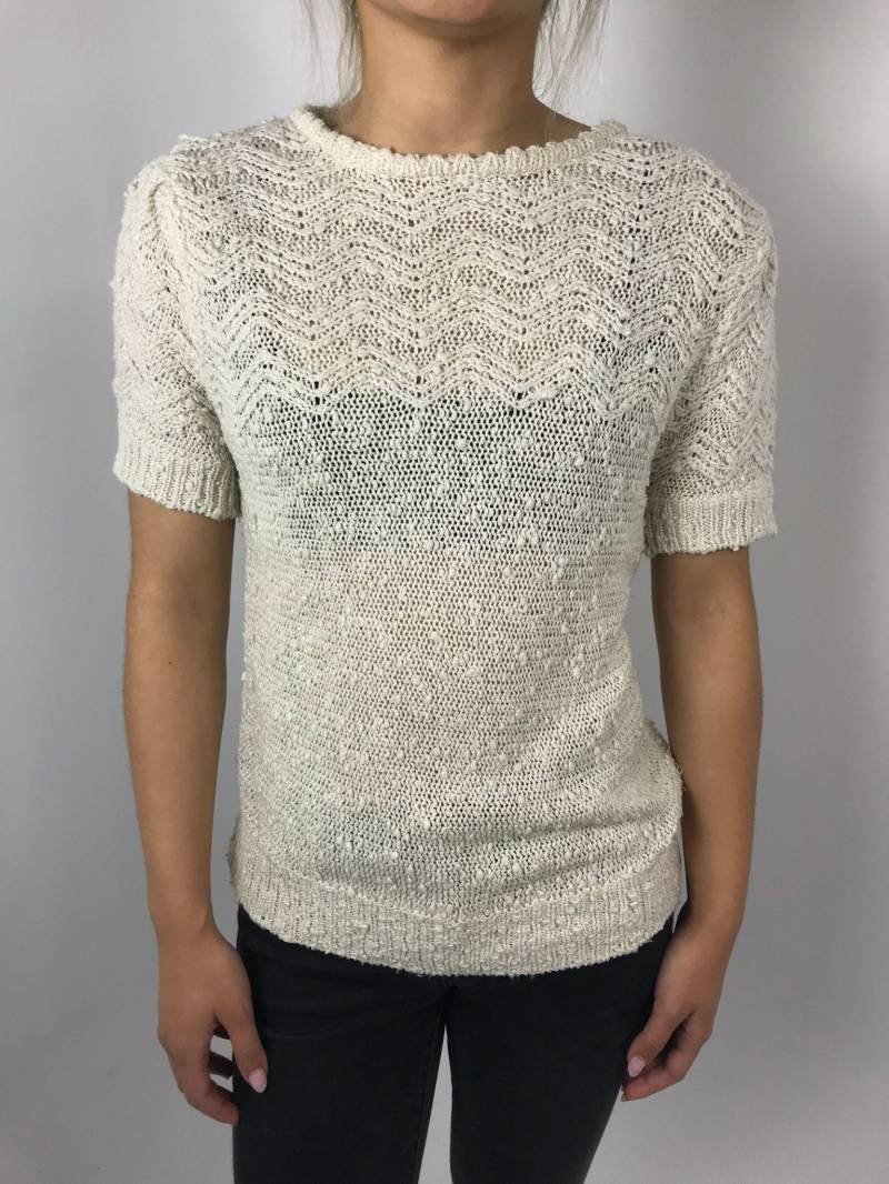 70Er Jahre Nubby Zick Zack Pullover Mit Schlüsselloch von PENAFLORIUM