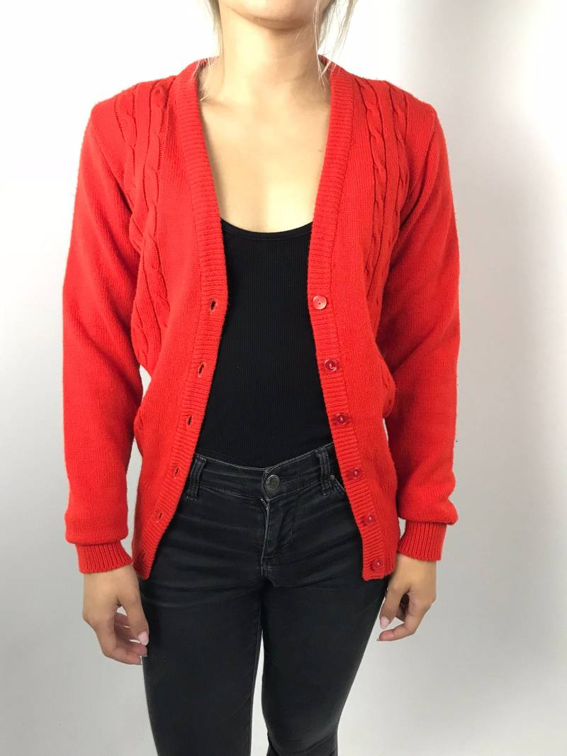 70Er Jahre Strickjacke Mit Zopfmuster von PENAFLORIUM