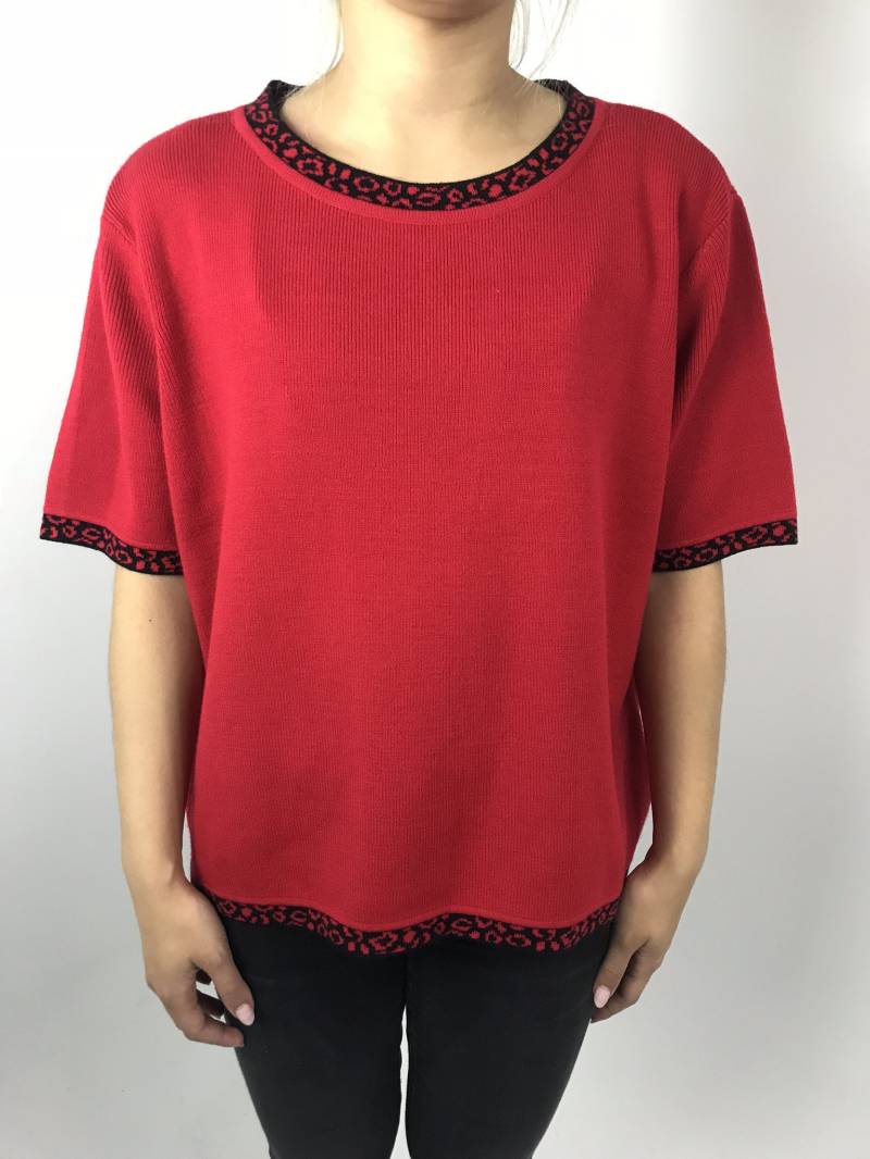 80Er Jahre Leopard Strick Boxy Sweater Top von PENAFLORIUM