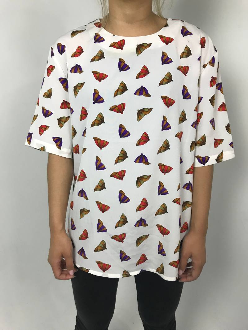 80Er Jockey Hat Oversized Bluse von PENAFLORIUM