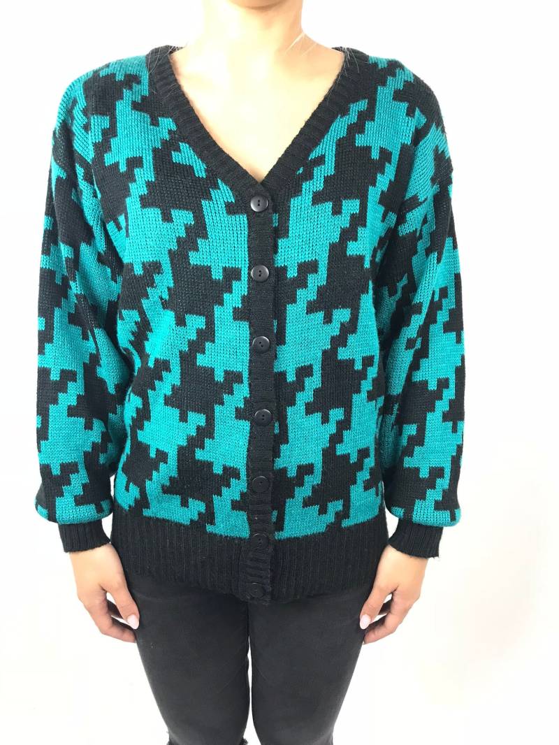 90Er Jahre Hahnentritt Strickjacke von PENAFLORIUM