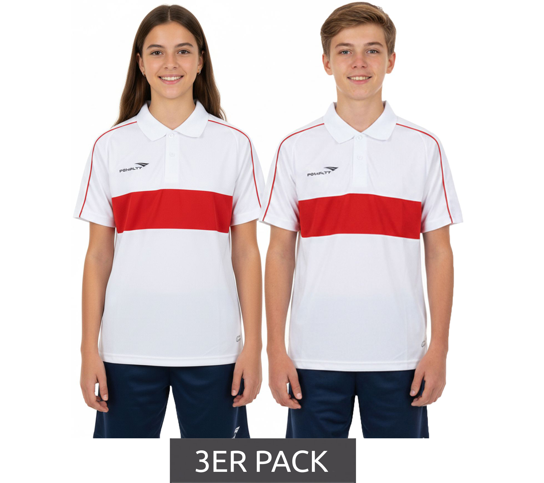 3er Sparpack PENALTY Polo Matis Jr Kinder Polo-Hemd aus schnelltrocknendem DRY ON-Material Sport-Shirt 310703-1600 Weiß/Rot 3er Sparpack PENALTY Polo Matis Jr Kinder Polo-Hemd aus schnelltrocknendem DRY ON-Material Sport-Shirt 310703-1600 Weiß/Rot von PENALTY