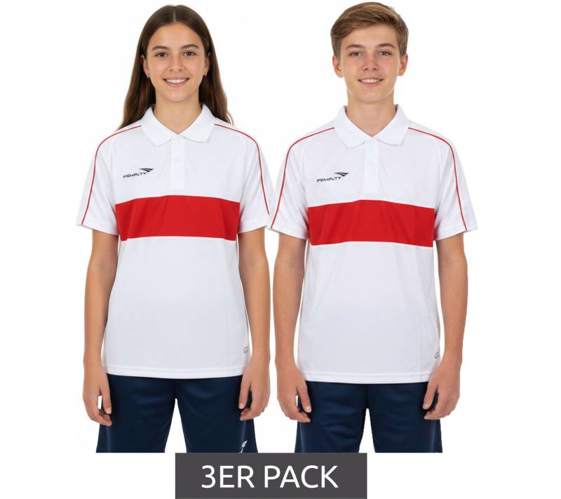 3er Sparpack PENALTY Polo Matis Jr Kinder Polo-Hemd aus schnelltrocknendem DRY ON-Material Sport-Shirt 310703-1600 Weiß/Rot 3er Sparpack PENALTY Polo Matis Jr Kinder Polo-Hemd aus schnelltrocknendem DRY ON-Material Sport-Shirt 310703-1600 Weiß/Rot von PENALTY