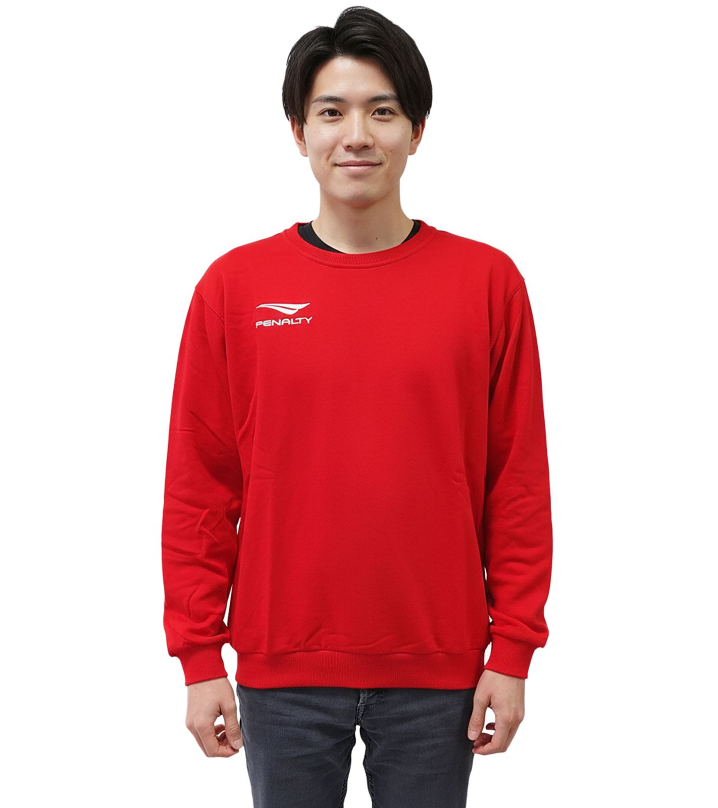 PENALTY Era Roundneck Co Herren Baumwoll-Sweater mit Logo-Stickerei Alltags-Pullover 354510-8000 Rot von PENALTY