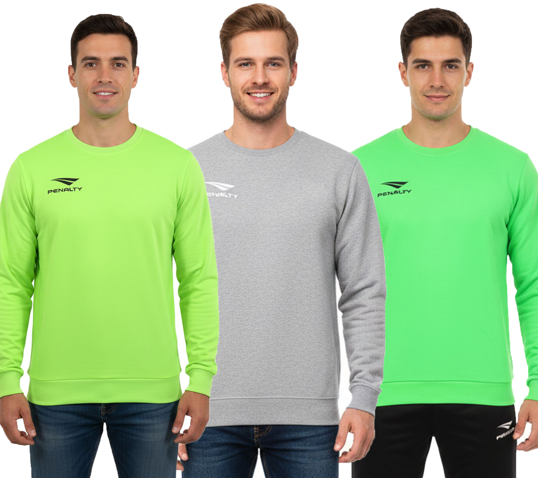 PENALTY Era Roundneck Herren Trainings-Sweater mit Logo-Print Sport-Pullover 354502 Neon-Gelb, Grau oder Neon-Grün von PENALTY