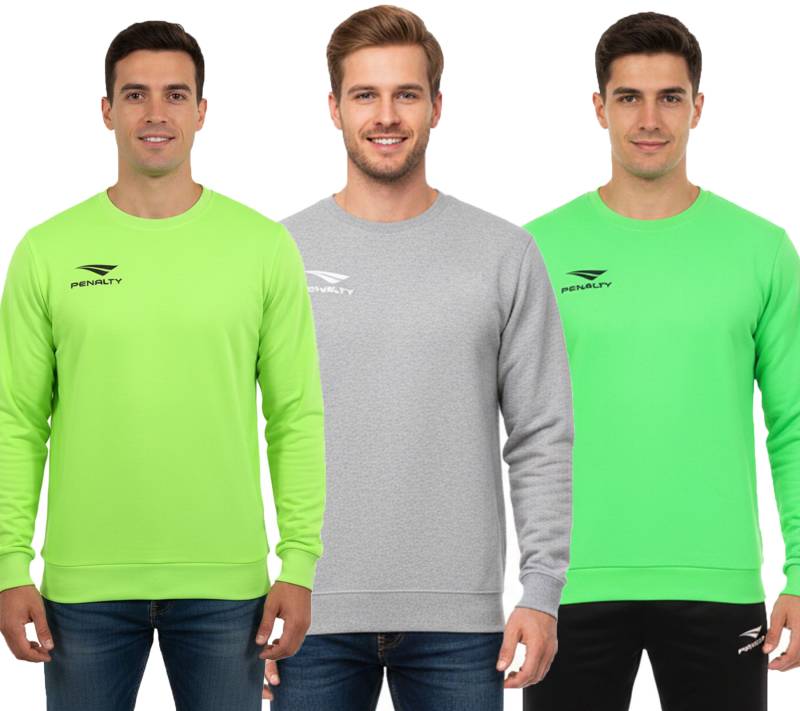 PENALTY Era Roundneck Herren Trainings-Sweater mit Logo-Print Sport-Pullover 354502 Neon-Gelb, Grau oder Neon-Grün von PENALTY