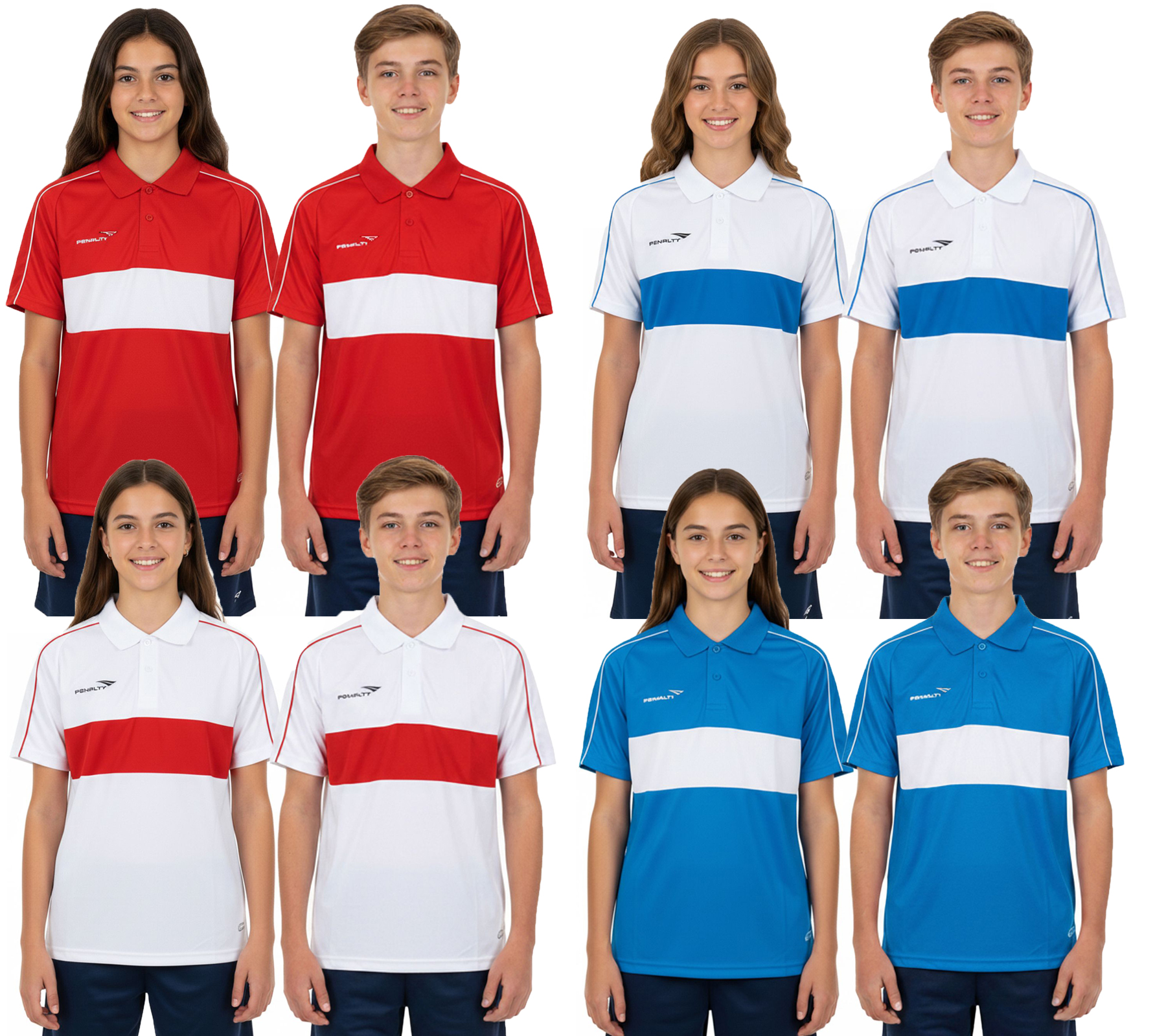 PENALTY Polo Matis Jr Kinder Polo-Hemd aus schnelltrocknendem DRY ON-Material Sport-Shirt 310703 Weiß, Rot oder Blau von PENALTY