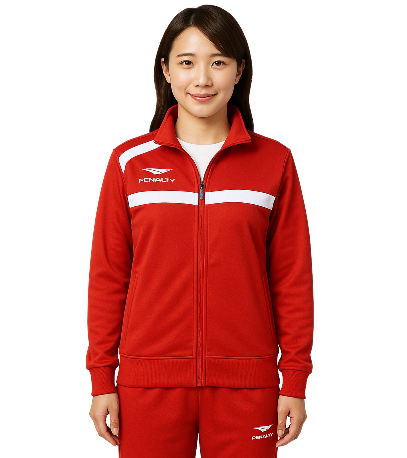 PENALTY Racer Wo Damen Trainings-Jacke mit Reißverschluss-Fronttaschen Sport-Jacke Fitness-Jacke 354620-4300 Rot von PENALTY