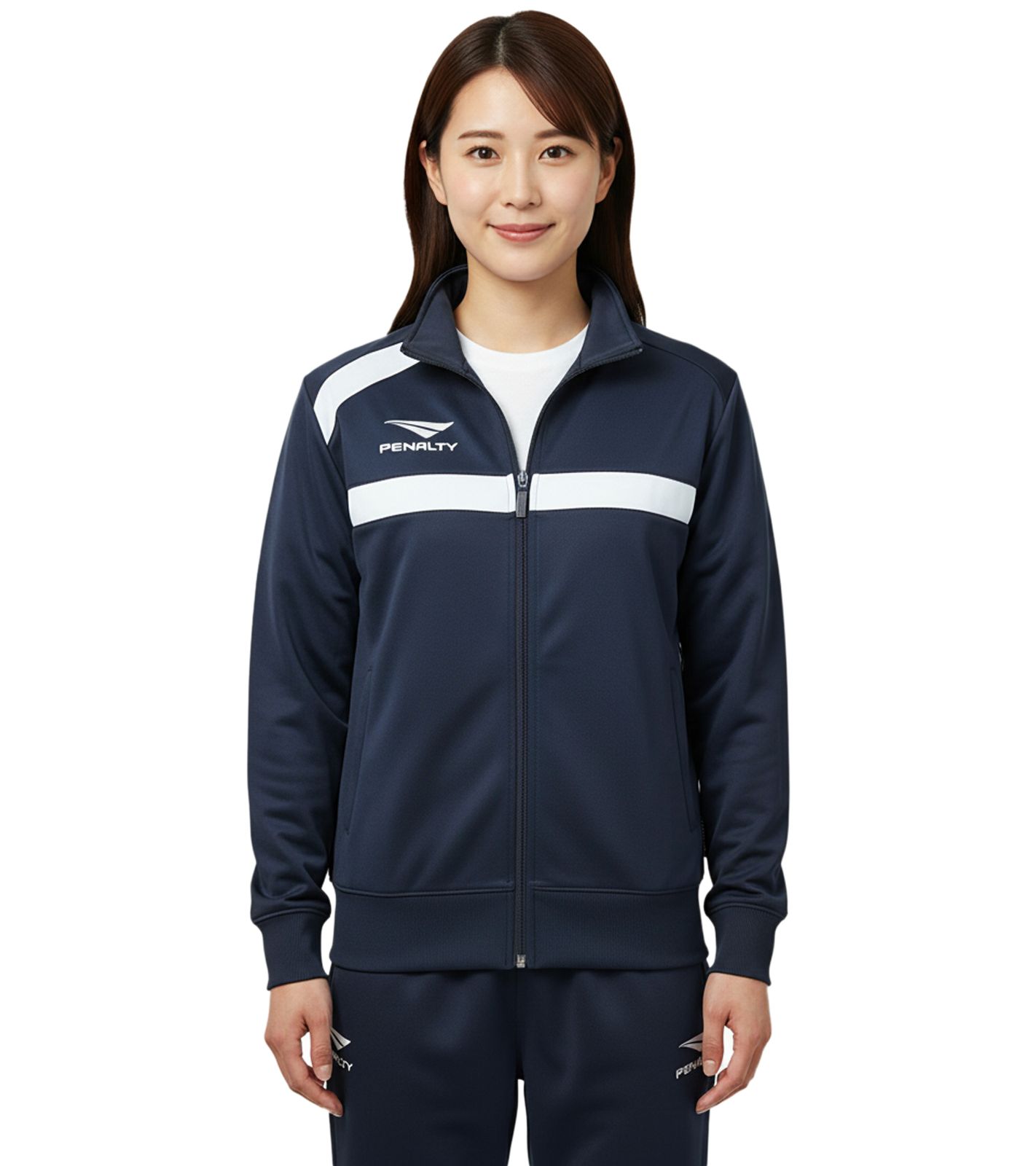 PENALTY Racer Wo Damen Trainings-Jacke mit Reißverschluss-Fronttaschen Sport-Jacke Fitness-Jacke 354620-6091 Navy von PENALTY