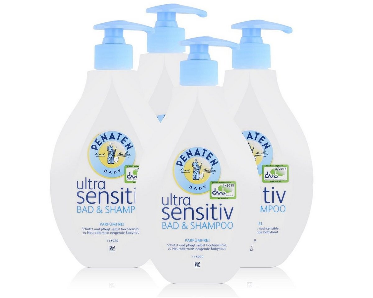 PENATEN Babypflege-Set Penaten Baby ultra sensitiv Bad & Shampoo 400ml - Parfümfrei (4er Pack von PENATEN