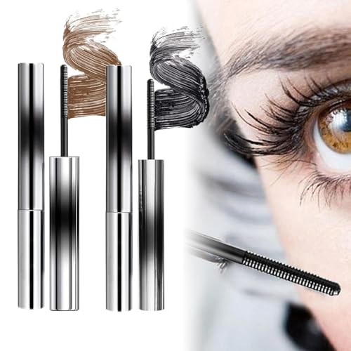 2 Stück Curling Iron Mascara,3D Curling Wimperneisen-Mascara Schwarz Curling Eyelash Mascara Wimperntusche Mascara Curly Waschbare Extra Schlanke Metall-Mascara,Curling & Voluminous Mascara von PENCHUAN