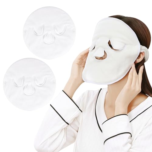 2 Stück Wiederverwendbare Gesichtshandtuchmaske Heiß Kalte Handtuch Maske Gesichtshandtuch face towel mask Beauty Tools Spa Gesichtstücher Korallenvlies Hautpflege Handtuch Schönheitstuch von PENCHUAN