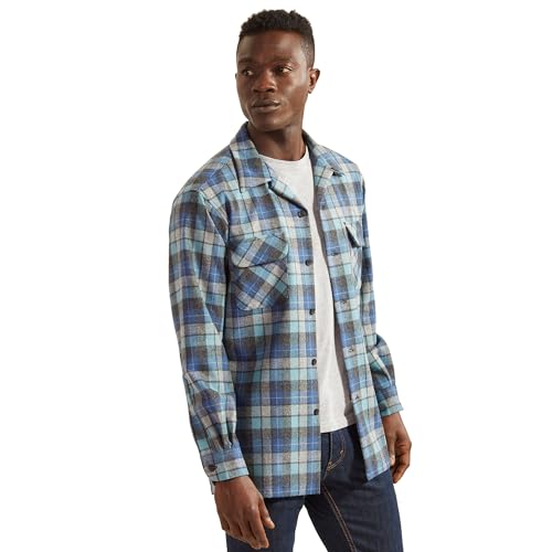 Pendleton Herren Langärmeliges Hemd aus Wolle mit klassischer Passform Button-Down-Shirt, Original Surf Plaid-30789 Blau/Grün, L von Pendleton