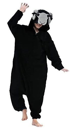 PENGMAI Ziege Onesie Kostüme Pyjamas Damen Herren Tier Cosplay Einteiler Halloween Xmas Homewear, Ziege, 42 von PENGMAI