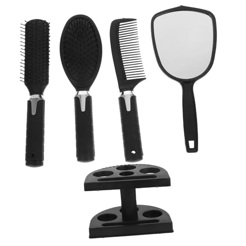 PENIKOKO 1 Satz Retro-Kosmetikspiegel Haarkämmhalter Kammständer aus Kunststoff für den Friseursalon Kunststoff-Barbershop-Scherkammständer Vintage Haarbürste Scherenhalter Plastik Schwarz von PENIKOKO