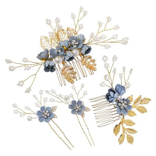 PENIKOKO 1 Set Perlenkamm Brauthaarnadeln Hochzeit Brautkronen Diademe Dekorative Haarkämme Frau Braut Kopfschmuck Hochzeit Haarnadeln Haar Seitenkamm Perlenkopfschmuck Blumen Damen Stoff von PENIKOKO