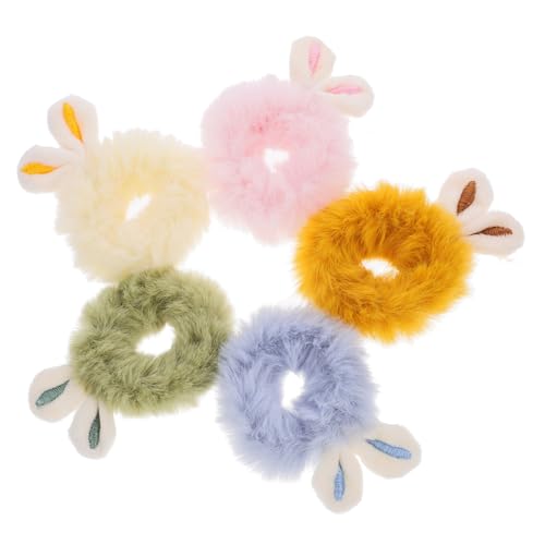 PENIKOKO 10 Stück Plüsch Haargummis mit Hasenohren Weich Schonend Ponytail Holder in Pastellfarben für Damen und Mädchen Niedliche Haaraccessoires für Alltag Party und Urlaub von PENIKOKO