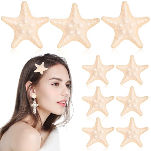 PENIKOKO 10 Stück Seestern-Haarnadel Haarklammer Klaue geformt Blau Haarspangen schnappen Mädchen Haarzubehör Haarspangen für Mädchen -Haarspangen Muschelhaarclips Harz Beige von PENIKOKO