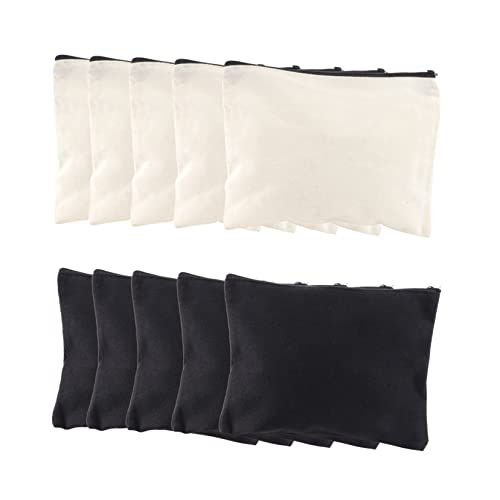PENIKOKO 10 Stück Teiliges Baumwoll Zip Beutel mit Reißverschluss Tragbare Kompakte Stofftaschen für Kosmetik Schreibwaren und Reise Handliche Aufbewahrungstaschen in Schwarz und Beige PENIKOKO 10 Stück Teiliges Baumwoll Zip Beutel mit Reißverschluss Tragbare Kompakte Stofftaschen für Kosmetik Schreibwaren und Reise Handliche Aufbewahrungstaschen in Schwarz und Beige von PENIKOKO