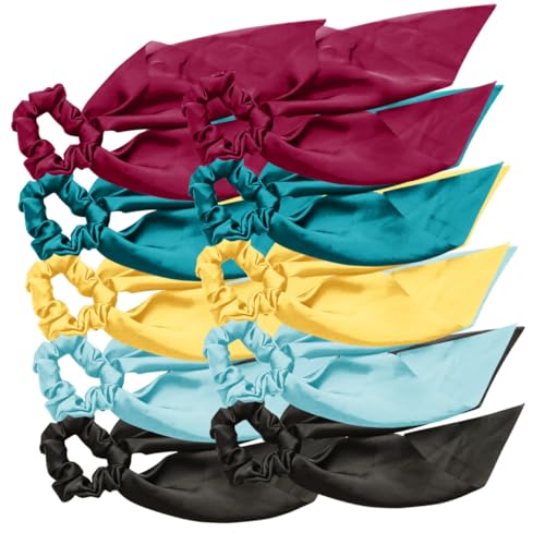 PENIKOKO 10 Stück Teiliges Haargummis Satin Scrunchies mit Schleife Elastische Haarbänder für Pferdeschwanz Dutt und Alltag Weiches Schonendes Material Vielseitig für Damen und Mädchen von PENIKOKO