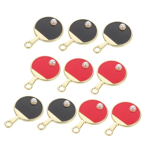 PENIKOKO 10 Stück Teiliges Mini Tischtennis Schläger Anhänger aus Legierung mit Emaille finish Farblich Rot und Schwarz Sportliche DIY Schmuckanhänger für Schlüsselringe und PENIKOKO 10 Stück Teiliges Mini Tischtennis Schläger Anhänger aus Legierung mit Emaille finish Farblich Rot und Schwarz Sportliche DIY Schmuckanhänger für Schlüsselringe und von PENIKOKO