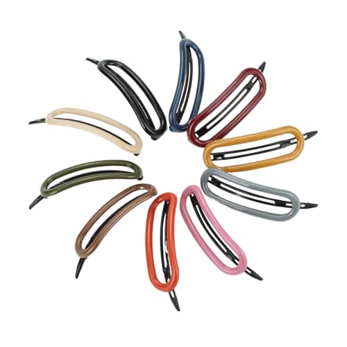 PENIKOKO 10 Stück Teiliges Ovale Einfache Haarspangen aus Langlebigem Kunststoff Solide Farben Praktische Haarklammern mit Speziellem Verschluss für Frauen und Mädchen Vielseitig von PENIKOKO
