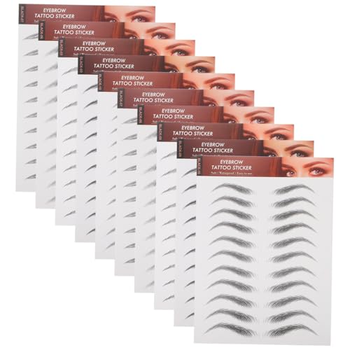 PENIKOKO 10 Stück Wasserdichte Beauty Augenbrauen Aufkleber Teiliges mit Natürlichem Haaroptik Wiederverwendbar und Passend für Spärliche oder Fehlende Brauen für Make Up Fans und Beauty von PENIKOKO