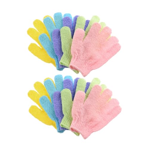 PENIKOKO 10Paare Peeling Handschuhe für Dusche Körperreinigungshandschuhe Farben Doppelseitig für Damen und Herren Sanftes Peeling zur Hautpflege von PENIKOKO