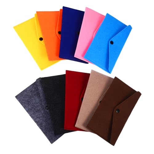 PENIKOKO 10Stücke Filztaschen Organizer Druckknopf Umschläge für Handy Bargeld Kopfhörer und Schreibwaren Kompakt und Tragbar für Reisen und Alltag von PENIKOKO