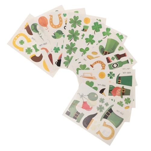 PENIKOKO 10stücke Kleeblatt-aufkleber Für Junge Mädchen Temporäre Gesichtsdekorationen Für Irische Festivals Partygeschenke Und Make-up-spiele von PENIKOKO