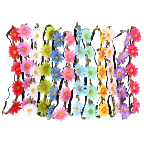 PENIKOKO 12 Stück Teiliges Blumen Haarband Bunte Blumenkranz Stirnbänder aus Bequemes Vielseitiges Kopfschmuck für Mädchen und Frauen Modisch und Langlebig von PENIKOKO