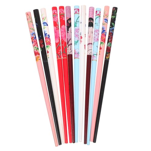 PENIKOKO 12 Stück Teiliges Chinesische Haarschmuck Haarstäbchen mit Blumenmuster Glatte Bambus Haarnadeln für Dutt Frisuren Retro Stil für Frauen und Mädchen Schonend für Mittleres Langes von PENIKOKO