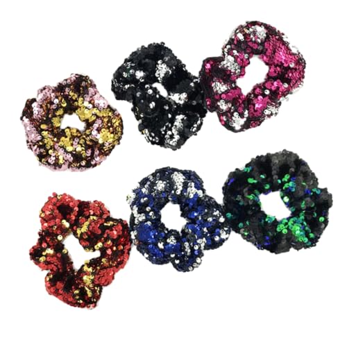 PENIKOKO 12 Stück Teiliges Flash Haargummis mit Doppelten Pailletten Elastische Zopfgummis Dehnbare Haarbänder für Frauen und Mädchen Modischer Haarschmuck Farblich Zufällige Farbe von PENIKOKO