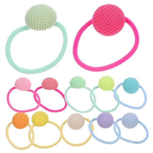 PENIKOKO 12 Stück Teiliges Haargummi mit Bunten Stoffbällen Elastische Haarschleifen für Frauen Dekorative Runde Haargummis in Grün Blau Gelb Vielseitig und Langlebig von PENIKOKO