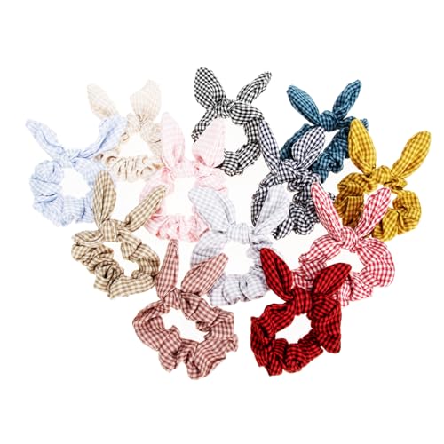 PENIKOKO 12 Stück Teiliges Haargummis mit Süßen Hasenohren Schleifen Elastische Haarschmuck Accessoires für Damen und Mädchen Bequem Flexibel Modisch für Alltag und Festliche Anlässe von PENIKOKO