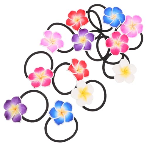 PENIKOKO 12 Stück Teiliges Plumeria Haargummi aus Keramik Weiche Blumenhaarbänder in Farben Elastische Blüten Haarbänder für Mädchen und Frauen Geeignet für Hochzeit Strand Festival Party von PENIKOKO
