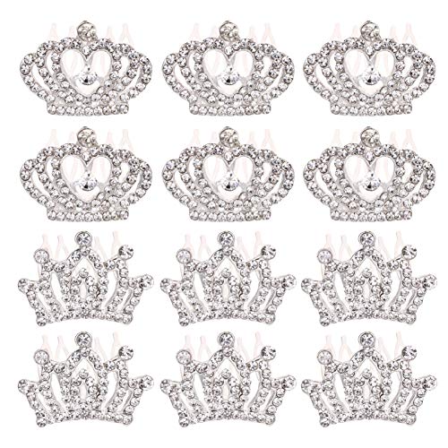 PENIKOKO 12 Stück Teiliges Tiara mit Strass haarkämmen Glitzernde Prinzessinnen Kronen für Geburtstagsfeier Hochzeit Party Leicht und Komfortabel Elegantes Design für Mädchen für Auftritte von PENIKOKO