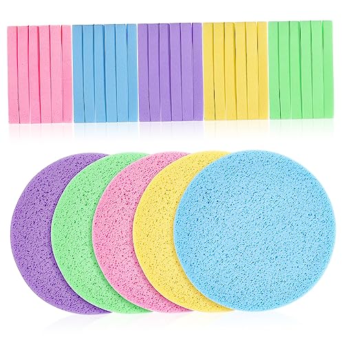 PENIKOKO 120 Stück Komprimierte Gesichtsschwämme zum Waschen Exfolierende Abschminkschwämme für Frauen und Mädchen Weiche Hautfreundliche Reinigungsschwämme für Make Up Entfernung und von PENIKOKO
