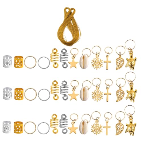 PENIKOKO 121 Stück Teiliges Metall Haarringe mit Schneeflocken design Leichte Dreadlocks Ringe für Zöpfe DIY Haarbänder Vielseitige Haarschmuck deko für Festival und Party von PENIKOKO