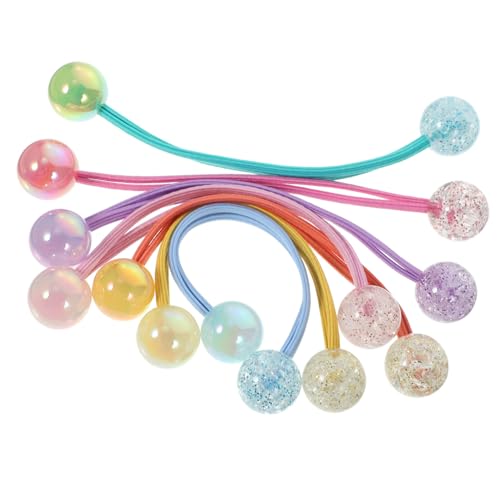 PENIKOKO 14 Stck Teiliges Haargummi Mädchen Elastischer Ponytail halter mit Bunten Kugeln Weiche Haargummis für Dickes und Dünnes Haar Niedliche Haarbänder für Alltag und Ponytail styling von PENIKOKO