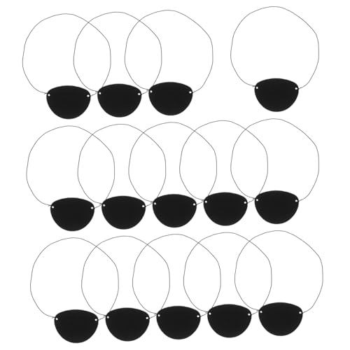 PENIKOKO 14stücke Piraten Augenklappe Für Junge Mädchen Einzelne Augenbinde Mit Totenkopf-druck Piraten-aufnäher Bezaubernde Party-requisite Für Halloween Und Cosplay Schwarzes Seil Filz von PENIKOKO