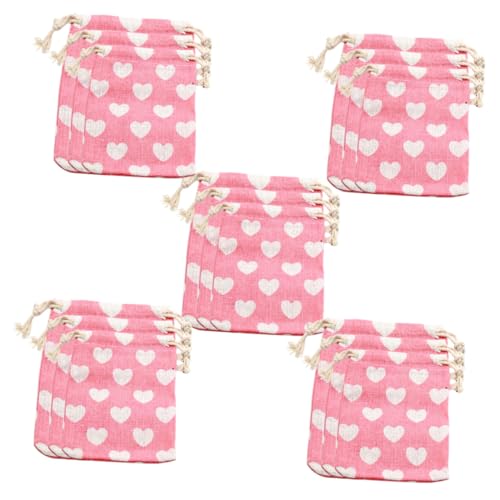 PENIKOKO 15 Stück Teiliges Baumwollbeutel mit Süßem Pinkem Herzmotiv Kleine Mittlere und Große Tragbare Stoffbeutel mit Zugband für Geschenkverpackung Kosmetik und Aufbewahrungsbeutel von PENIKOKO