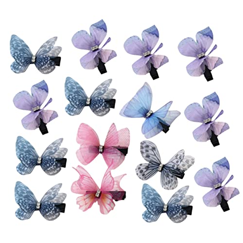 PENIKOKO 15 Stück Teiliges Mini Schmetterling Haarklammern aus Doppellagigem Tüll Bunte Haarschmuck Clips mit Metallclip Verstellbar Leicht und Bequem für Mädchen und Zufällige Farbe von PENIKOKO