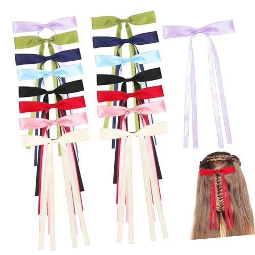 PENIKOKO 16 Stück Haarspangen Mit Schleife Haarnadeln Haarspangen Weißer Stil Styling Schleifen Für Haare Haarspangen Mit Schleife Bandschleifen Clips Bunte Haarschleifen Für Frauen von PENIKOKO